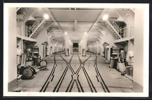AK Fährschiff Deutschland, Wagendeck für Eisenbahn