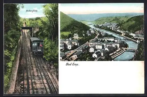AK Bad Ems, Ortsansicht und die Malbergbahn