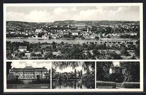 AK Veitshöchheim Ufr., Generalansicht, Schneckenhaus, Schloss