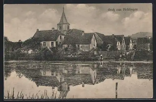 AK Birklingen / Iphofen, Flusspartie mit Kirche