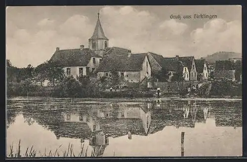 AK Birklingen / Iphofen, Flusspartie mit Kirche