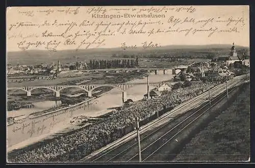 AK Kitzingen-Etwashausen, Panoramablick auf die Ortschaft