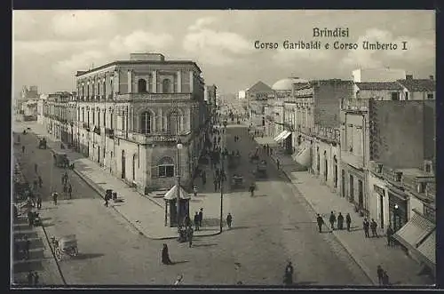 AK Brindisi, Corso Garibaldi e Corso Umberto I, Pferdekutsche