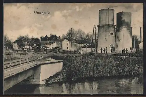 AK Betheniville, Ortsansicht mit Fabrik