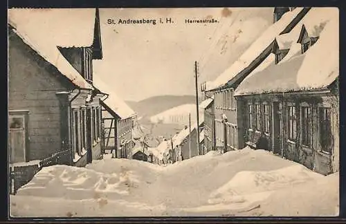 AK St. Andreasberg i. H., Herrenstrasse im Winter