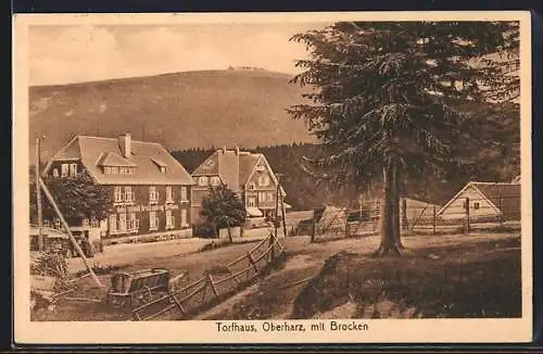AK Torfhaus / Oberharz, Hotel Wendt mit Blick zum Brocken