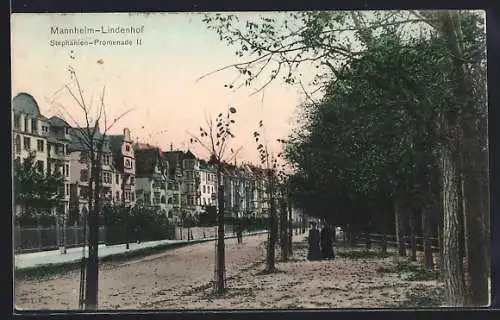 AK Mannheim-Lindenhof, Stephanien-Promenade II, Strassenpartie