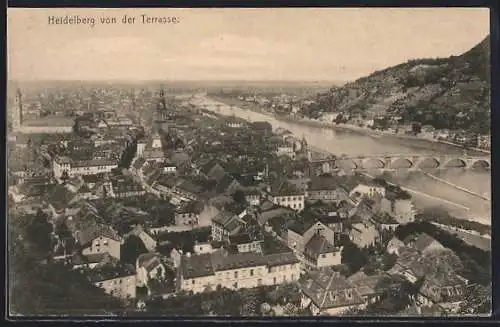 AK Heidelberg / Neckar, Blick von der Terrasse zur Stadt