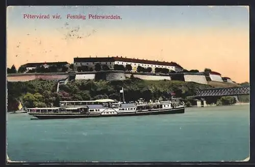 AK Peterwardein, Flusspartie mit Blick auf die Festung