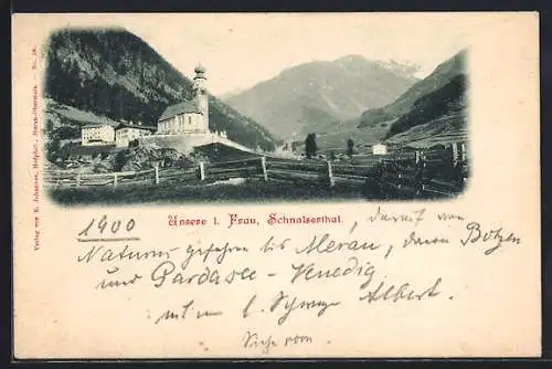 AK Unser Frau im Schnalserthal, Partie mit der Kirche Unsere Liebe Frau