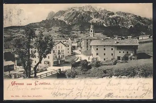 AK Cortina, Ortspartie mit Hotel Vittoria