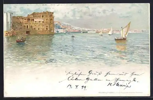 Lithographie Napoli, Posillipo, Palazzo Donn`Anna