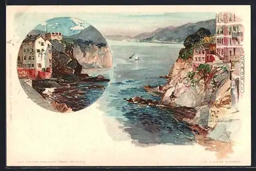 Künstler-AK Camogli, Ansichten an der Küste