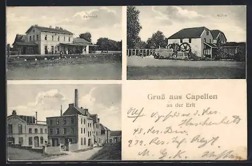 AK Capellen an der Erft, Bahnhof, Mühle und Brauerei