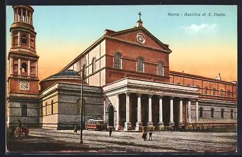 AK Roma, Basilica di S. Paolo, Strassenbahn