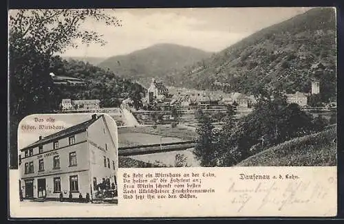 AK Dausenau /Lahn, Das alte Histor. Wirtshaus, Totalansicht