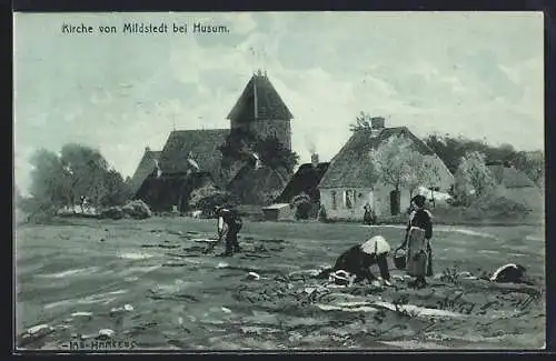 AK Mildstedt, Blick nach der Kirche