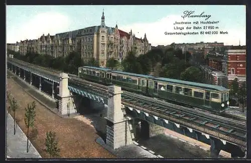 AK Hamburg, Isestrasse mit Hochbahn