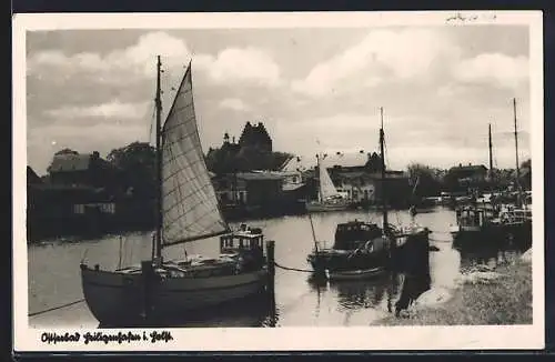 AK Heiligenhafen, Segelschiffe im Hafen