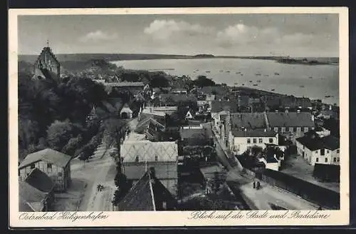 AK Heiligenhafen, Blick auf die Stadt und die Badedüne