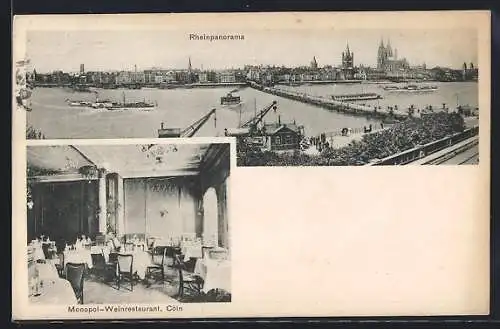 AK Köln, Monopol-Weinrestaurant, Rheinpanorama