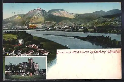 AK Bonn, Gasthaus Alter Vulkan Rosserberg, Teilansicht aus der Vogelschau