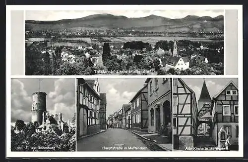 AK Muffendorf, Totalansicht und Teilansicht der Hauptstrasse, Godesburg