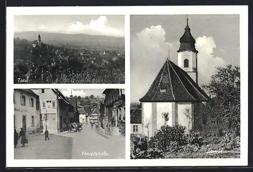 AK Ettenheim, Totalansicht, Altdorf mit Kirche, Hauptstrasse