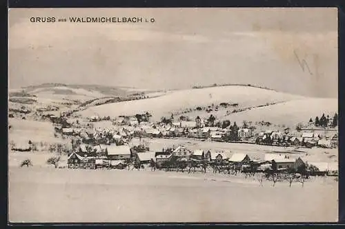 AK Waldmichelbach i.O., Panorama zur Winterzeit