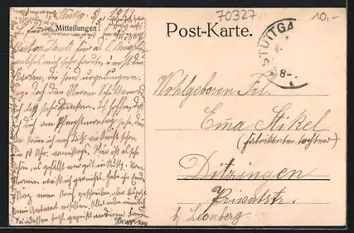 AK Stuttgart-Untertürkheim, Blick über die Dächer