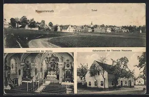 AK Konnersreuth, Innenansicht der Kirche, Geburtshaus der Therese Neumann, Totalansicht