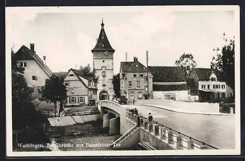 AK Waiblingen, Remsbrücke mit Bernsteiner Tor