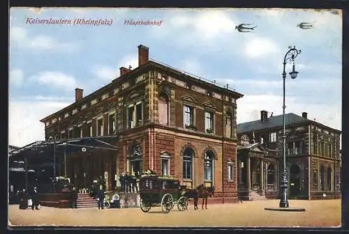 AK Kaiserslautern, Hauptbahnhof, Pferdekutsche