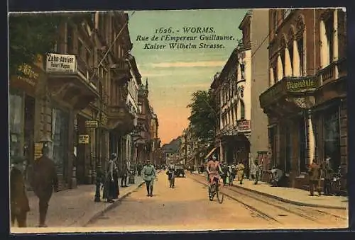 AK Worms, Ansicht der Kaiser Wilhelm-Strasse