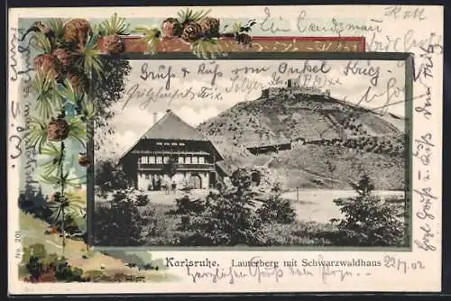 AK Karlsruhe i. B., Lauterberg mit dem Schwarzwaldhaus