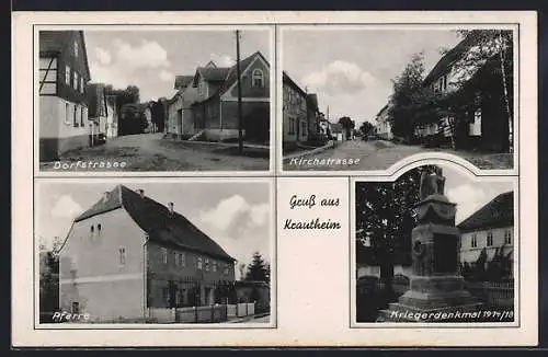 AK Krautheim / Weimar, Dorfstrasse, Kirchstrasse, Pfarre, Kriegerdenkmal