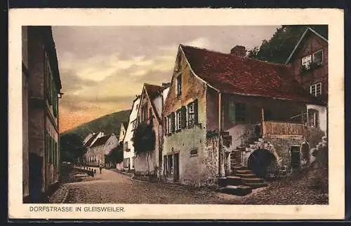 AK Gleisweiler, Dorfstrasse mit Baum