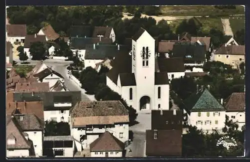 AK Neuenburg / Baden, Blick über die Dächer, Luftbild