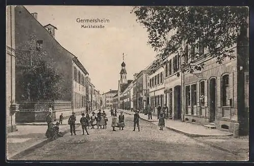 AK Germersheim, Marktstrasse mit Geschäften