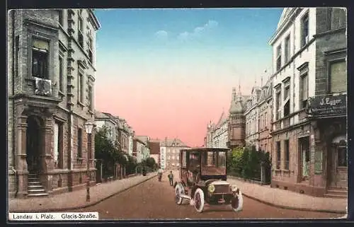 AK Landau / Pfalz, Blick in die Glacis-Strasse