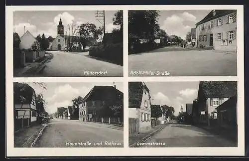 AK Plittersdorf / Altrhein, Strasse, Hauptstrasse und Rathaus