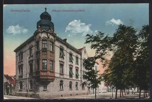 AK Germersheim, Offiziers-Dienstwohngebäude mit Erker