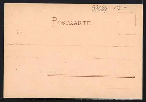 Lithographie Erfurt, Rathaus, Dom und Anger