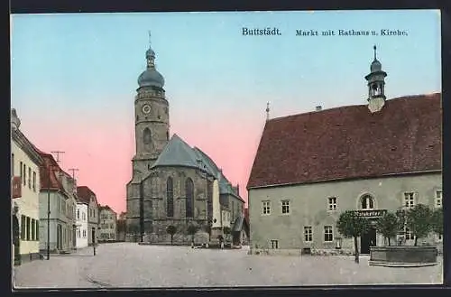 AK Buttstädt, Markt mit Rathaus u. Kirche