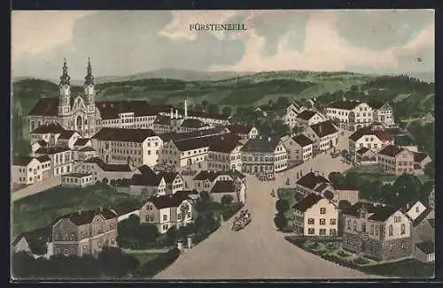 AK Fürstenzell, Teilansicht mit Kirche