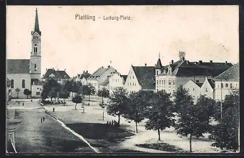 AK Plattling, Blick auf den Ludwig-Platz