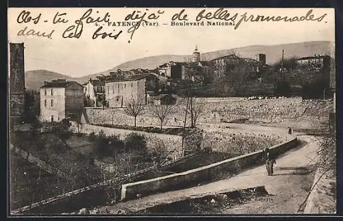 AK Fayence, Boulevard National et vue du village historique