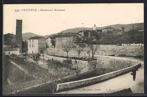 AK Fayence, Boulevard National et vue sur le village