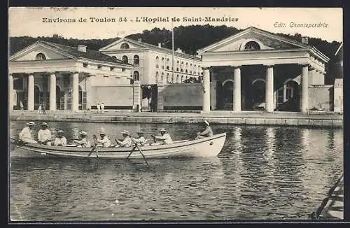 AK Toulon, L`Hôpital de Saint-Mandrier avec barque à rames