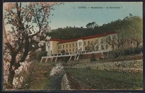 AK Cuers, Sanatorium La Pouverine et paysage printanier